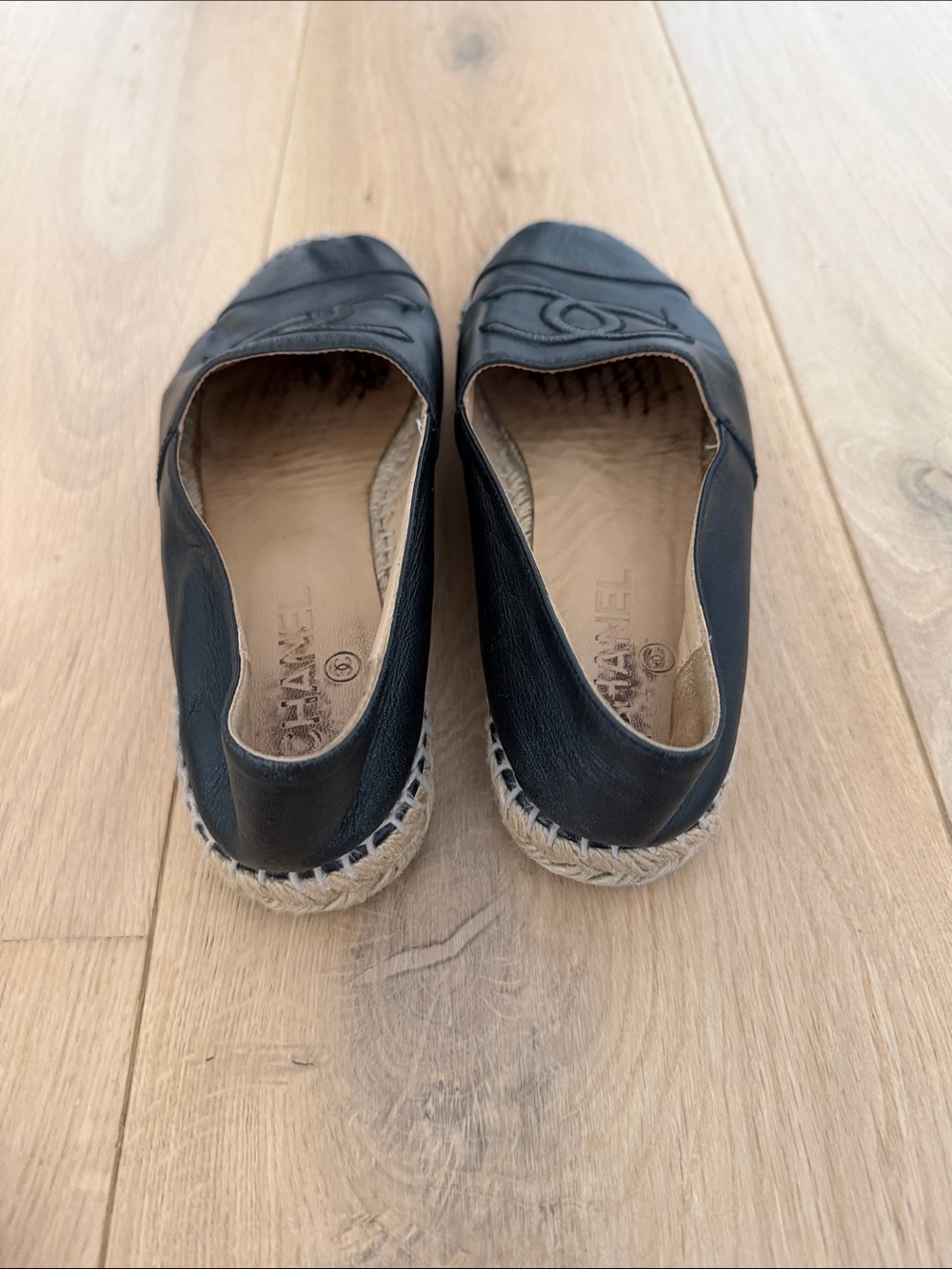 Chanel Black Leather Espadrilles - Picture 4 of 5